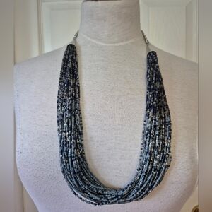 Chic Multistrand Blue Beaded Necklace